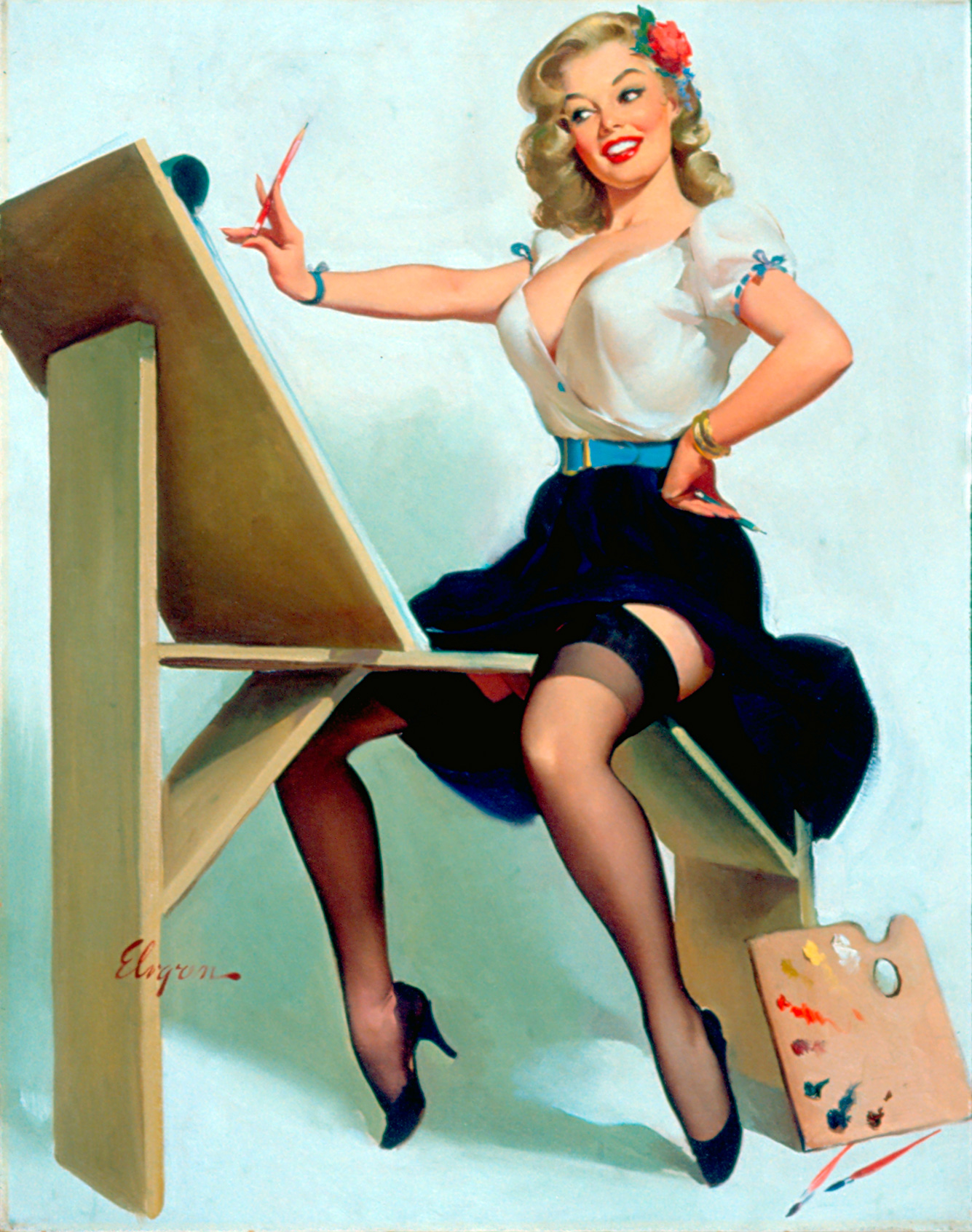 Gil Elvgren Painting Detail